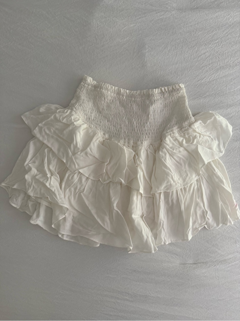 White Ruffle Tiered Skort with Smocked Waist | one size